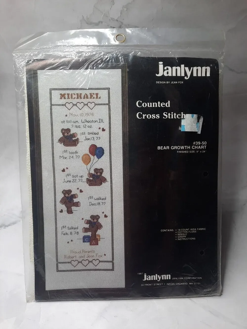 Janlynn Counted Cross Stitch Kit Bear Growth Chart 39 50 9x24